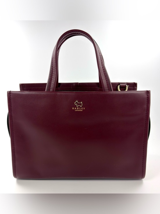 RADLEY LONDON Handbags - Radley London Hope Place Stripe Strap Burgundy Leather Satchel EUC
